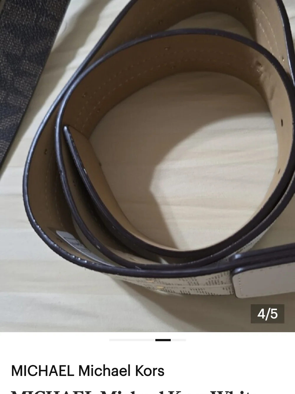 MICHAEL Michael Kors WOMEN'S White Leather Belt with Gold-Tone Buckle